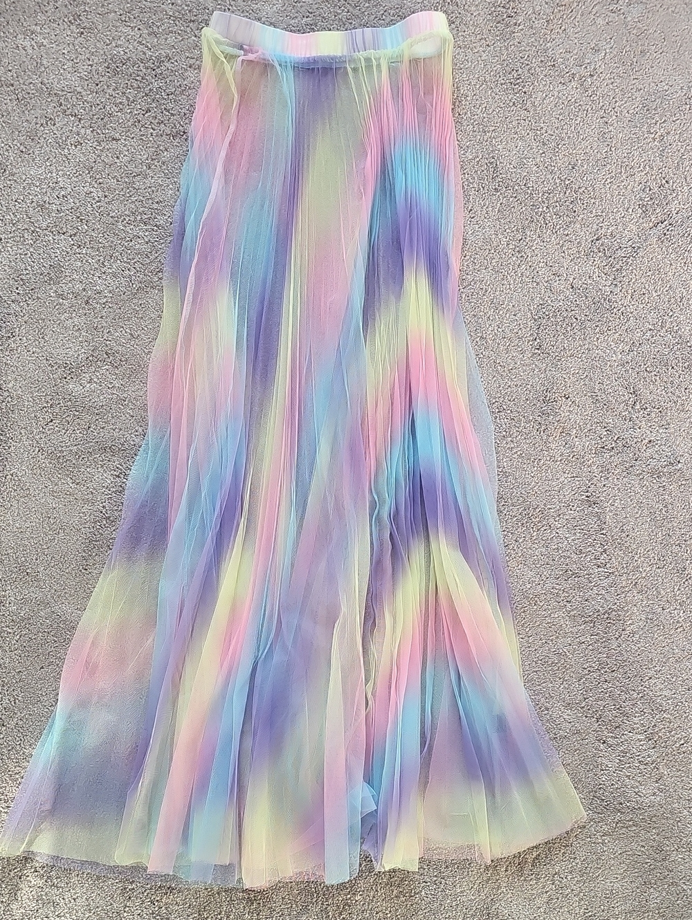 Pastel Rainbow Pleated Maxi Skirt - Multi